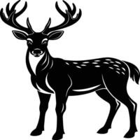 Deer silhouette illustration. Animal Linocut vector