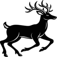 Deer silhouette illustration. Animal Linocut vector