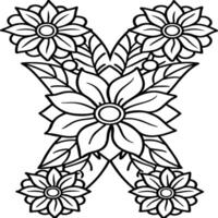 A flower and letter coloring page. alphabet letter with flower art work coloring pages background is a flower pattern. vector