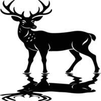 Deer silhouette illustration. Animal Linocut vector