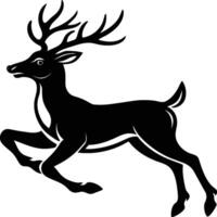 Deer silhouette illustration. Animal Linocut vector