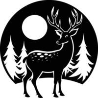 Deer silhouette illustration. Animal Linocut vector