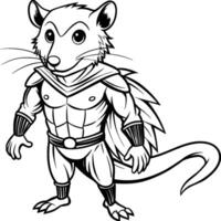 Opossum line art on white background. Animal coloring pages. opossum silhouette vector