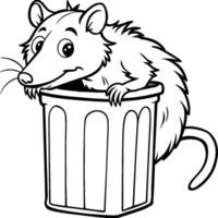 Opossum line art on white background. Animal coloring pages. opossum silhouette vector