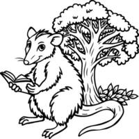 Opossum line art on white background. Animal coloring pages. opossum silhouette vector