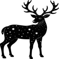 Deer silhouette illustration. Animal Linocut vector