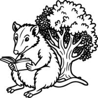 Opossum line art on white background. Animal coloring pages. opossum silhouette vector