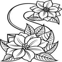 A flower and letter coloring page. alphabet letter with flower art work coloring pages background is a flower pattern. vector