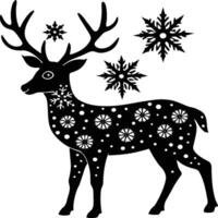 Deer silhouette illustration. Animal Linocut vector