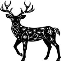 Deer silhouette illustration. Animal Linocut vector