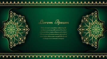 Luxury green background with golden mandala ornament vector