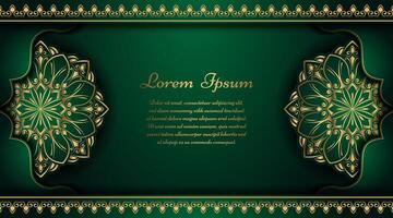 Luxury green background with golden mandala ornament vector