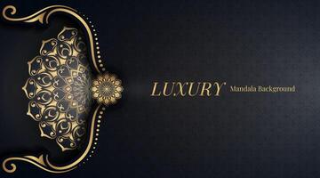 black luxury background with gold mandala ornaments vector