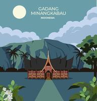 tradicional casa de minangkabau Indonesia vector