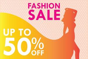 Fashion Sale up to 50 percent off banner illustration vector