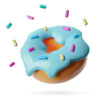 Colorful donut with sprinkles 3d realistic illustration vector
