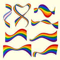 happy pride month rainbow color ribbons abstract waves vector