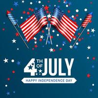 4th of july squasre banner design with usa flag and rocket illustration.eps vector