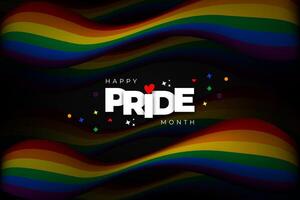 happy pride month banner, poster, greeting card design with dark rainbow background vector