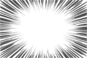 Speed lines effect for comics and manga books. fast motion abstract graphic element. Halftone striped radial explosion isolated on white bg. Monochrome explosion frame. vector