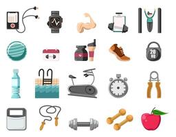 Comprehensive Fitness Icons Collection, Workout Routine Illustration vector