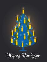 Christmas tree with lights of lit yellow candles. vector