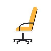 Office chair yellow with black armrests isolated on white background. vector