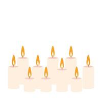 Pink candles. Fire flames on white background poster with copy space for text. vector