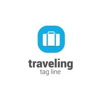 travel concept logo, with suitcase symbol, bag illustration. vector