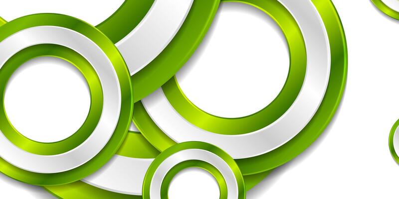 Green grey glossy rings abstract geometric background