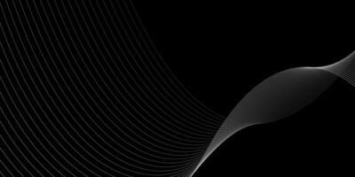 Grey abstract curved wavy lines on black background vector