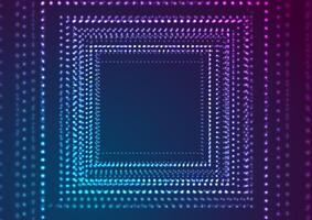 Neon glowing futuristic square particles abstract background vector