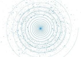 Blue linear spiral and shiny dots abstract background vector