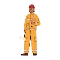 Firefighter character in uniform. Isolated illustration vector