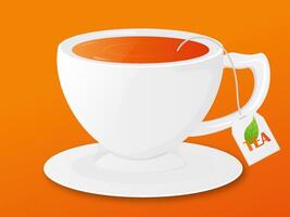 Cup of tea with tea bag illustration vector