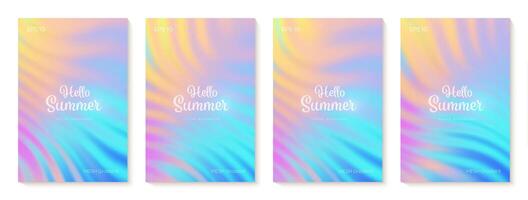 Summer gradient backgrounds set. Bright colorful summer colors. Sunset and sunrise sky colors. Blue, purple, orange, pink, yellow. Great for covers, branding, poster, banner. illustration. vector