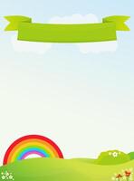 landscape banner with rainbow flower and hill vector