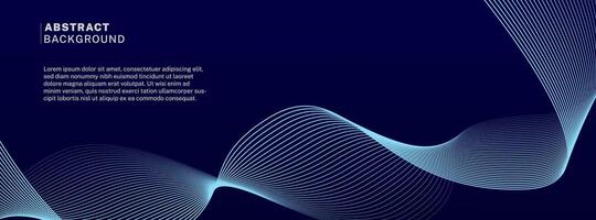 Abstract glowing wave lines on dark blue background. Dynamic wave pattern. Modern flowing wavy lines. Futuristic technology concept. Suit for banner, poster, cover, brochure, flyer, website vector