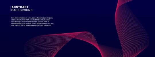 Abstract glowing wave lines on dark blue background. Dynamic wave pattern. Modern flowing wavy lines. Futuristic technology concept. Suit for banner, poster, cover, brochure, flyer, website vector