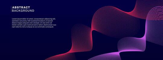 Abstract glowing wave lines on dark blue background. Dynamic wave pattern. Modern flowing wavy lines. Futuristic technology concept. Suit for banner, poster, cover, brochure, flyer, website vector