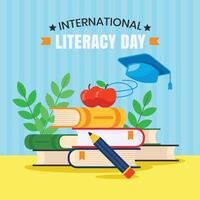 Flat design International Literacy Day illustration vector