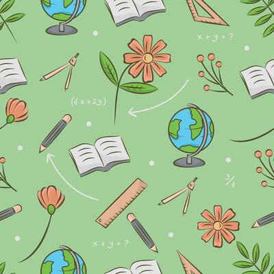 Teacher's day .Seamless pattern of hand-drawn school materials. illustration