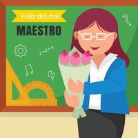 Flat teachers day illustration in spanish. illustration vector