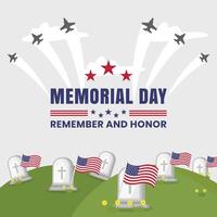 Memorial day social media post illustration vector