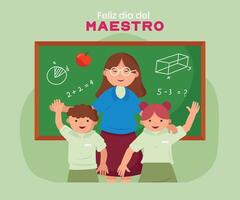 Flat teachers day illustration in spanish vector