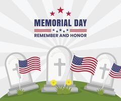 flat design memorial day background vector