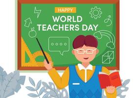 Flat illustration for world teachers day.Cartoon flat illustration vector