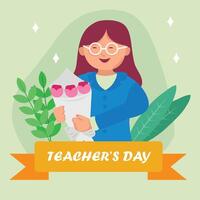 Flat teachers day social media post illustration vector