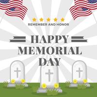 Happy memorial day social media post illustration vector