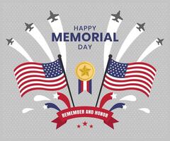 Hand-drawn usa memorial day illustration vector